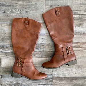Wide Calf Brown Tall Riding Boots